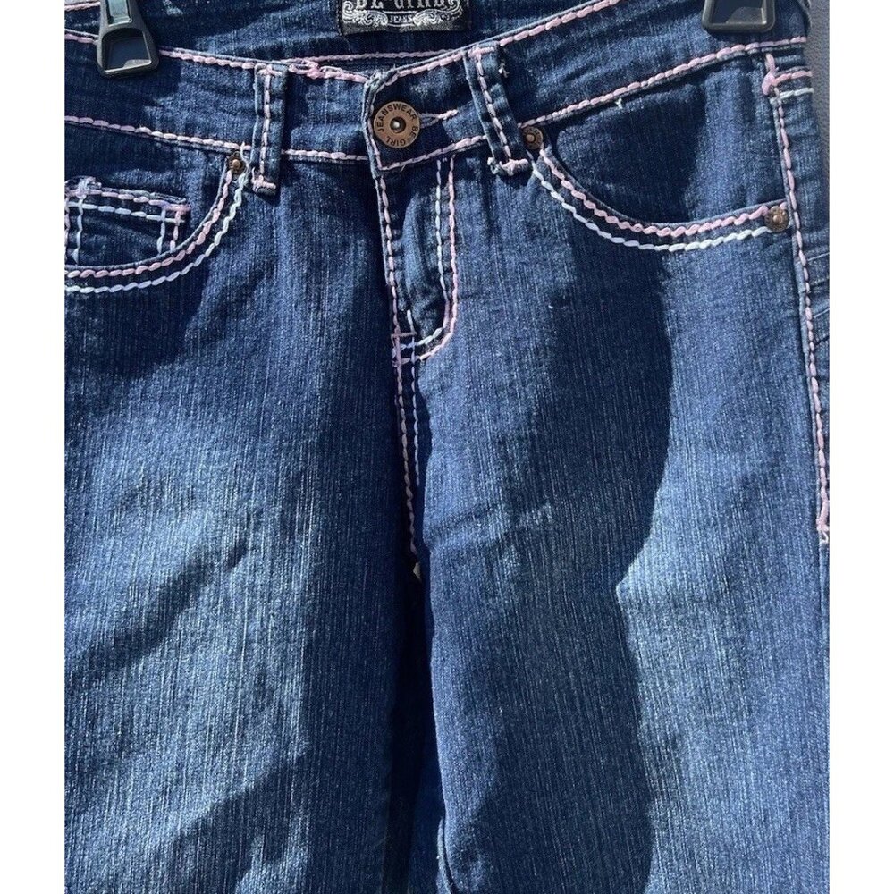 Vintage Be Girl Western Denim Jean Skirt Women’s Sz 3/4 Pink Embroidered Western